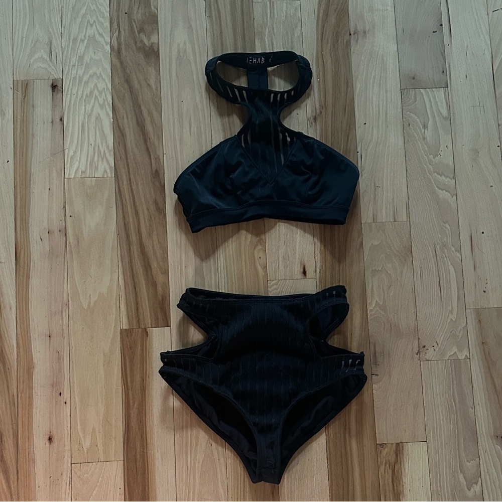 Rehab Black mesh pole fitness dance set